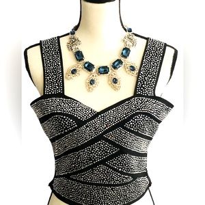 Akira Rhinestone Black Cropped Top